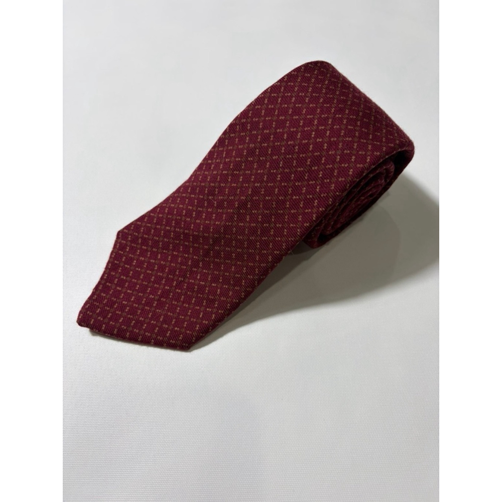 Calvin Klein Burgundy Wool Tie Textured Geometric Pattern Vintage